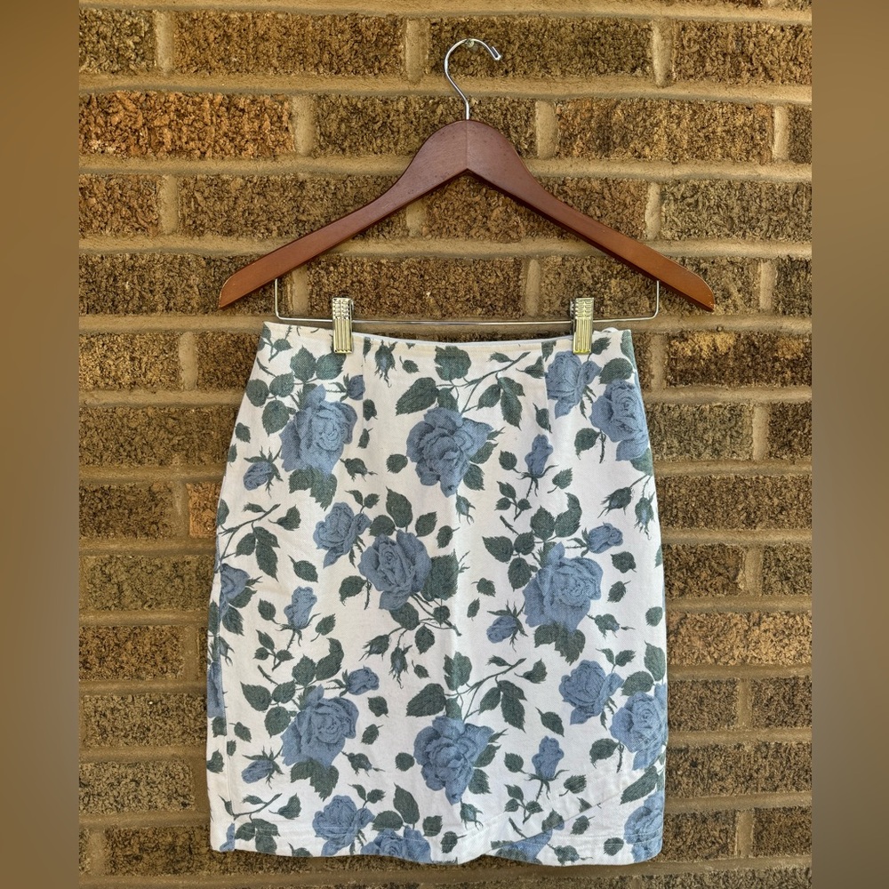 Vintage Denim Floral Skirt